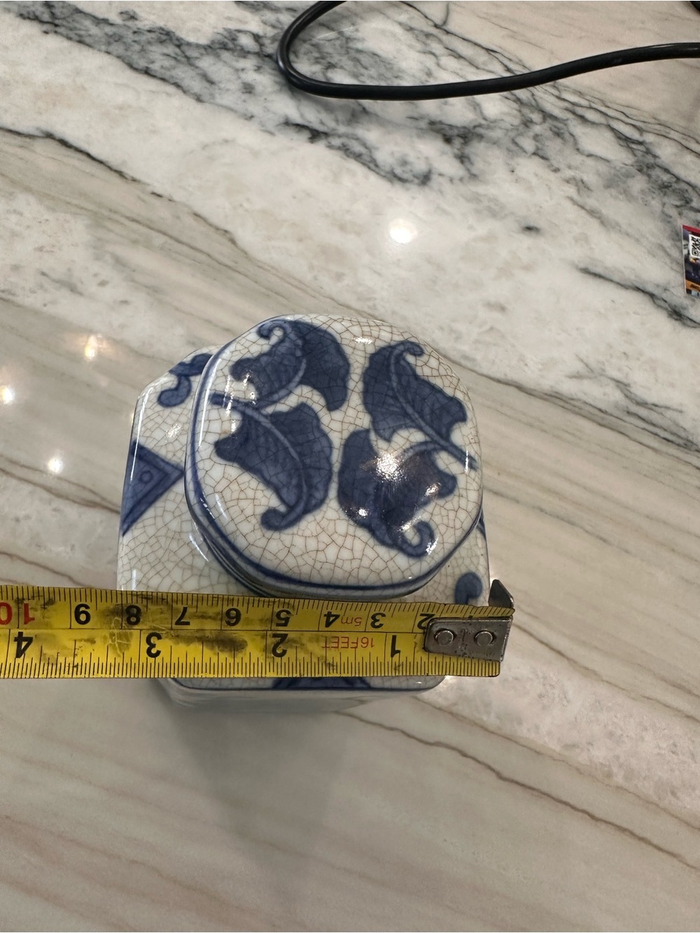 Vintage Japanese White Blue Floral Crackled Glaze Ginger Tea Jar &Lid/Asian Vase - Picture 10 of 12